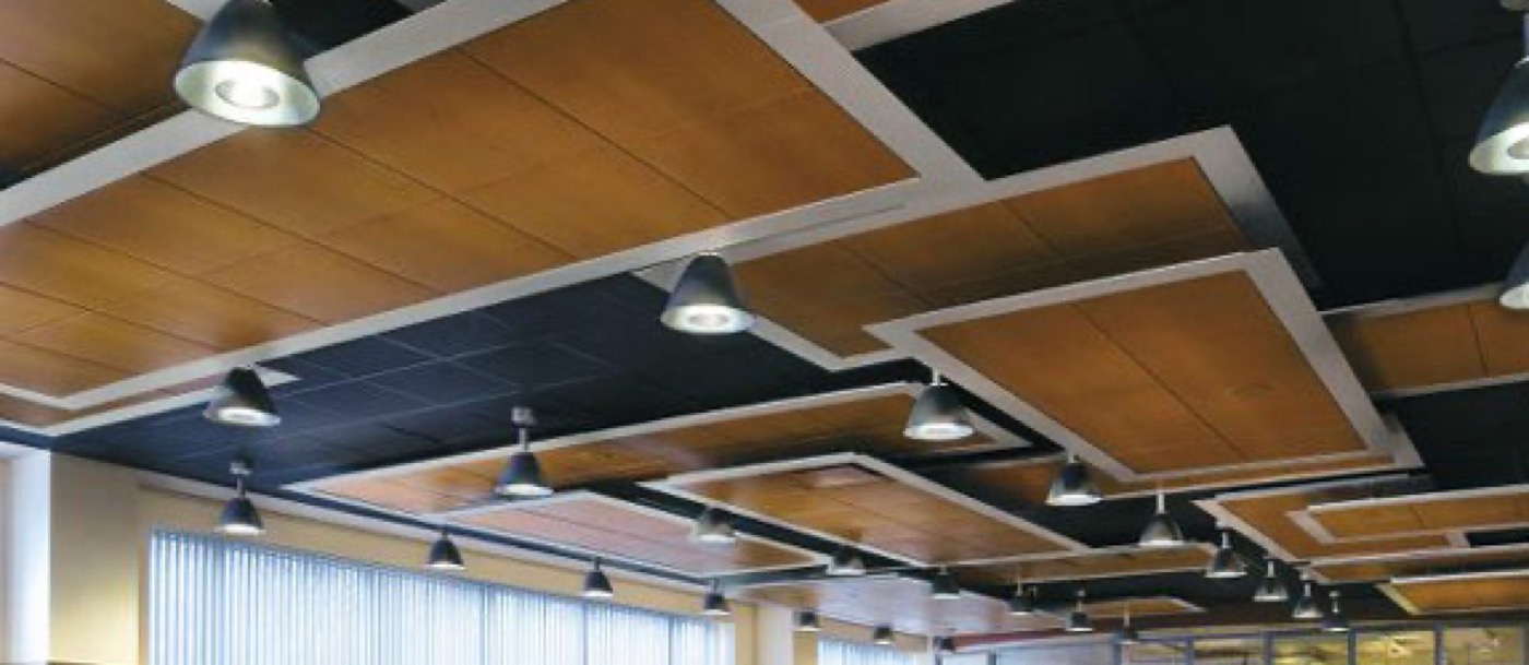 Metal and wood-look ceiling system