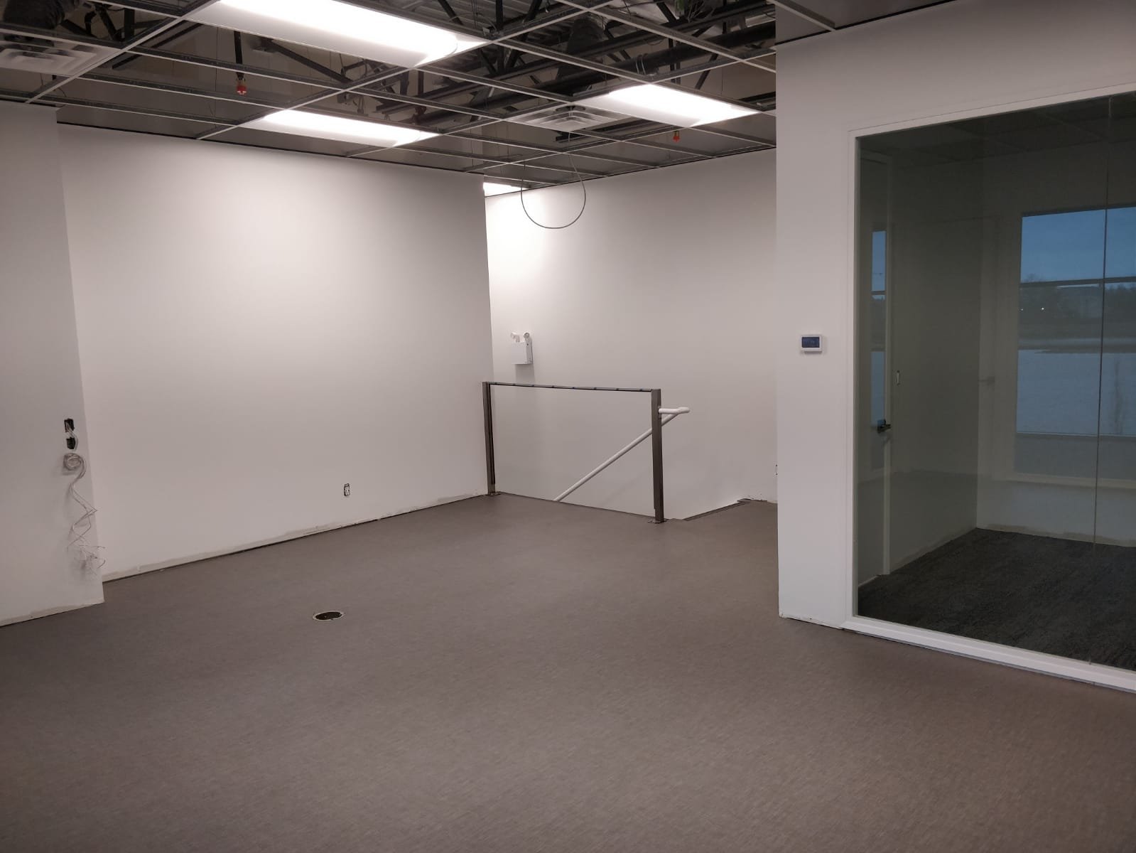 Commercial carpet tile in a completed office buildout