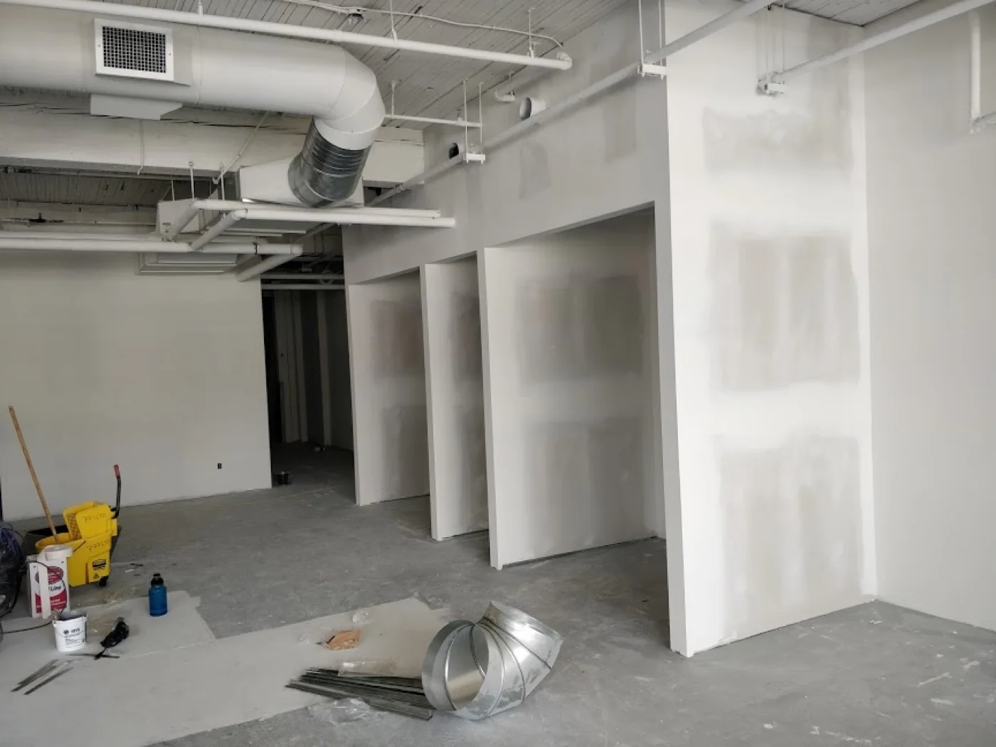 Boarded commercial partitions